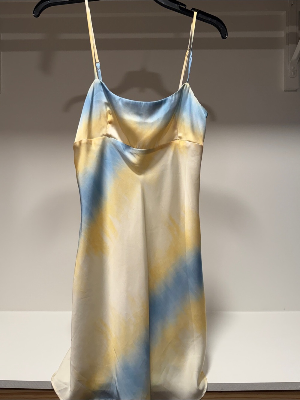 Zara Blue and Yellow Tie-Dye Slip Mini Dress